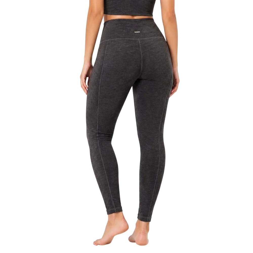 Prana Becksa 7/8 Leggings Womens 2X Ribbed Pockets Ankle Dark Brown Heathered